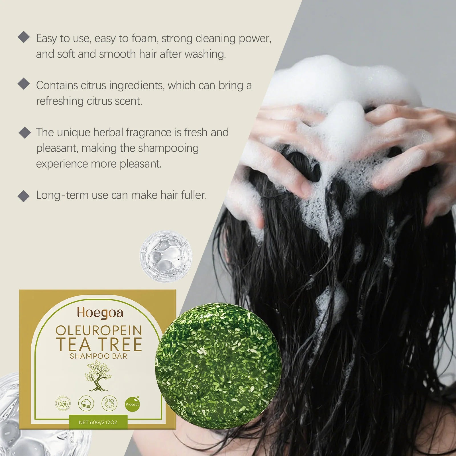 Herbal Dandruff Removal Shampoo Bar Mild Tea Tree Oil Essence Oil