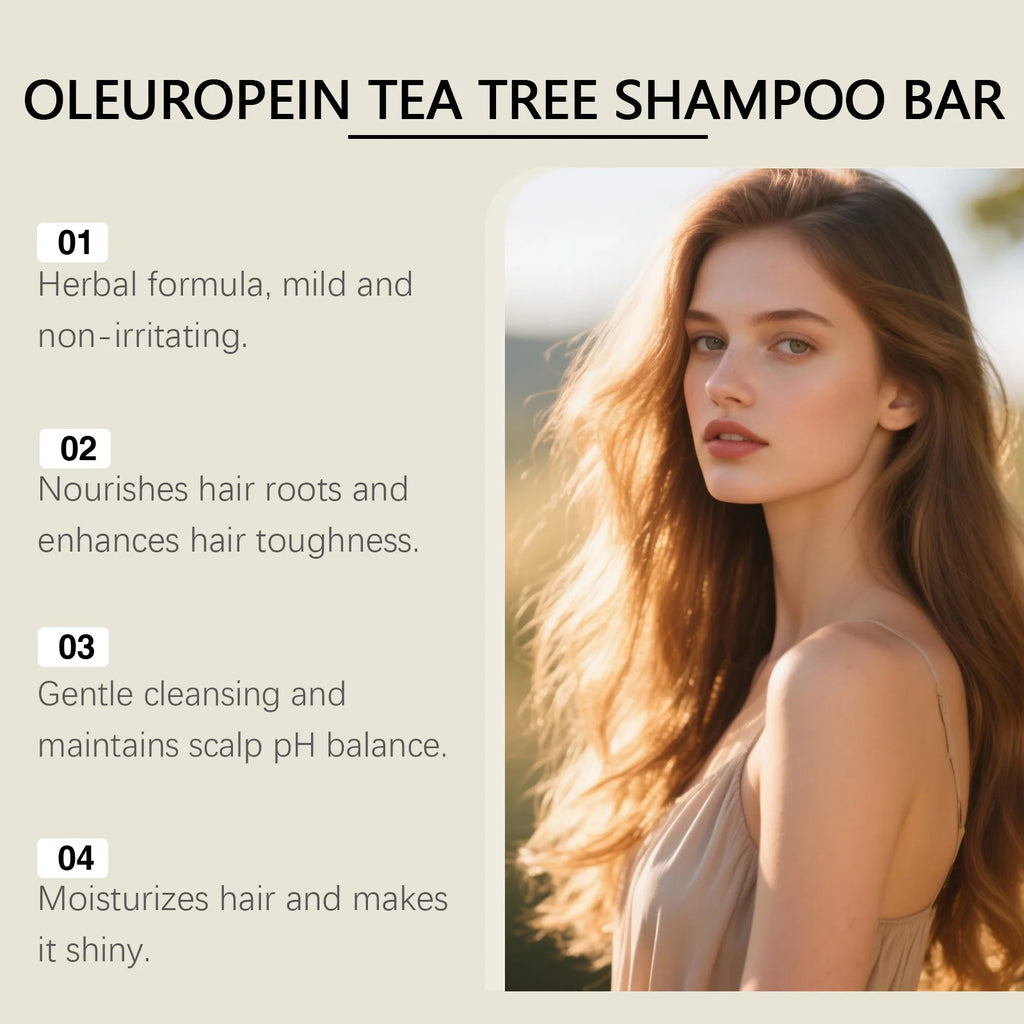 Herbal Dandruff Removal Shampoo Bar Mild Tea Tree Oil Essence Oil